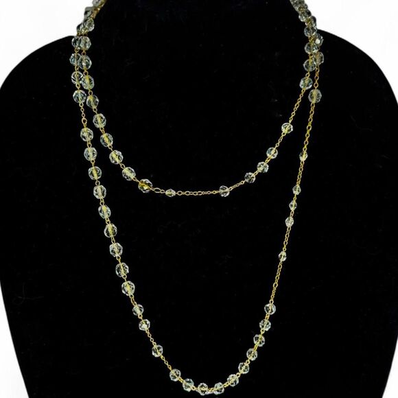Y2K Style Chic Long Gold & Acrylic Bead Necklace - Picture 1 of 4